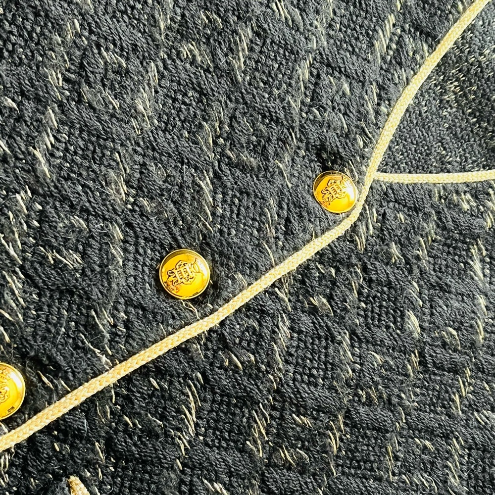 Emilio Pucci Black Wool Lurex Knit Detail Coat Small - Picture 2 of 5